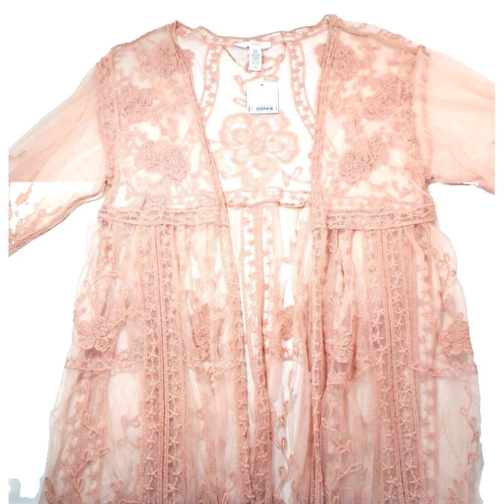Lauren Conrad Sheer Pink Embroidered Robe OS  Romantic Feminine‎ Valentines Day